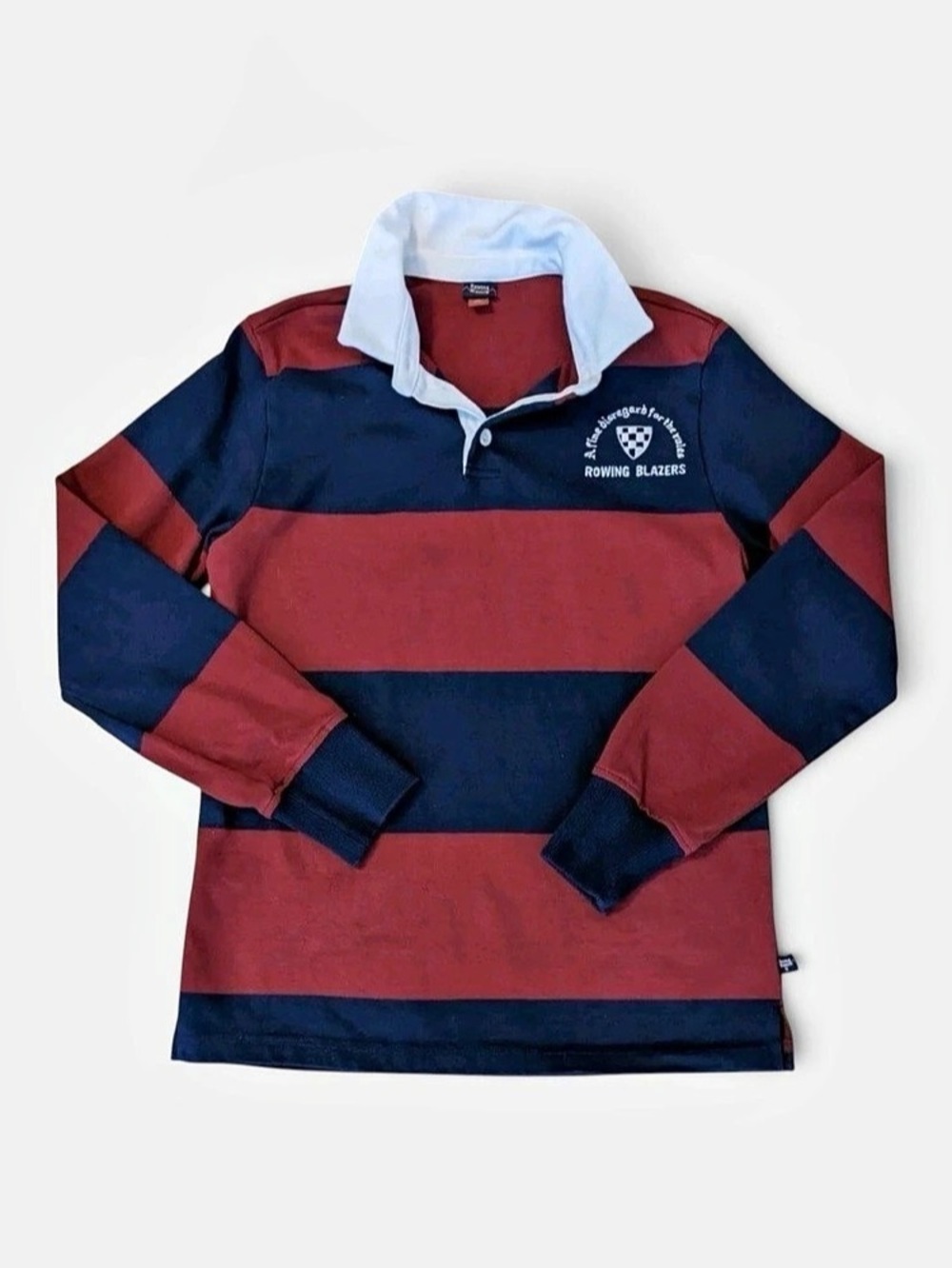 Rowing Blazers target Rugby Stripe Long Sleeve Polo in Blue & Red, S, like new